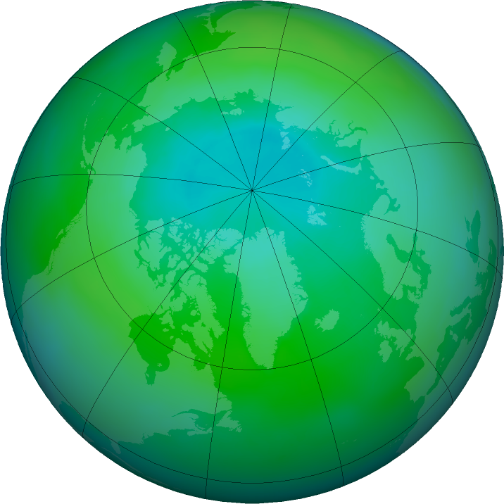 Arctic ozone map for September 2015